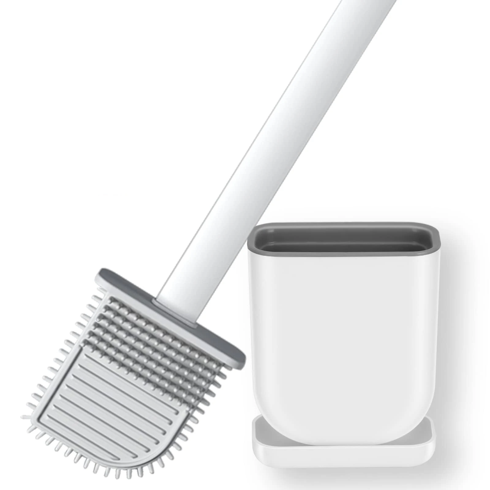 Conveniently Cleans Toilet Bowl Corners Silicone Plastic Bendable Head Wall-Mounted Floor-Standing Holder Brush Cleaning Brushes