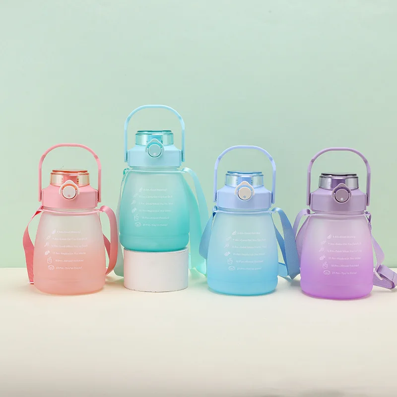 Multicolour Large Capacity 1300ml Plastic Gym  Kids School Drinking Carry Water Bottle with Strap and Phone Holder