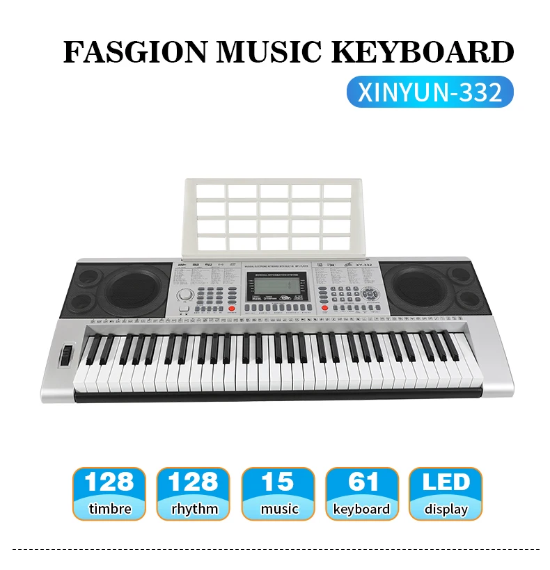 Xinyun 332 Teclado - 61 Keys Synthesizer for Music Education