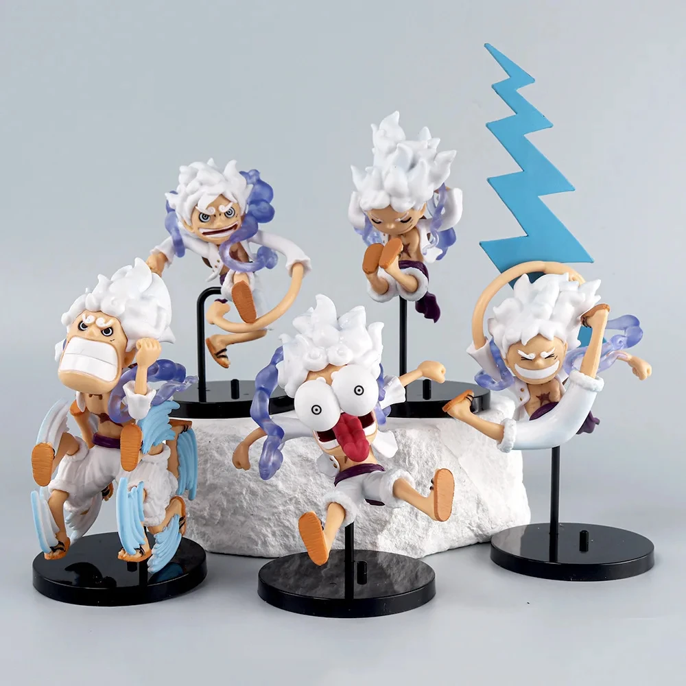 5個/セット 1個 ルフィ 神ニカ ギア5 ホワイト PVC モデル玩具 ユニ