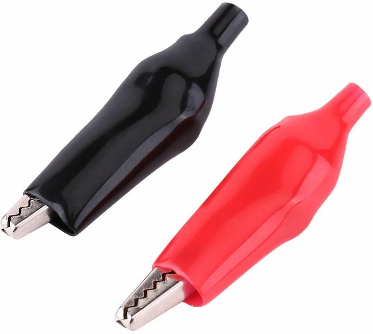 2 Pairs Crocodile Clips Black Red Alligator Connectors with Insulated PVC Cover 