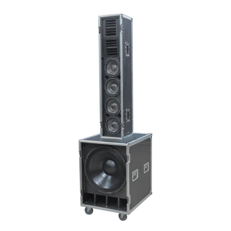 Altavoz columnar TH608 + subwoofer TH621B de 21 pulgadas; sistema de audio de gama completa de alta potencia con haz estrecho de 10°H × 23°V, ideal para escenarios de espectáculos nupciales itinerantes