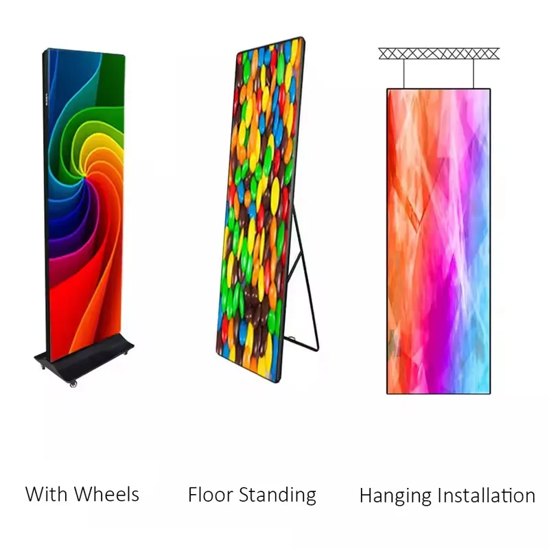 USER P1.53 P1.86 P2 P2.5 Vehicle Led Screen Poster Holder Led Floor Standing Display Panel Led Advertising  Poster Sign