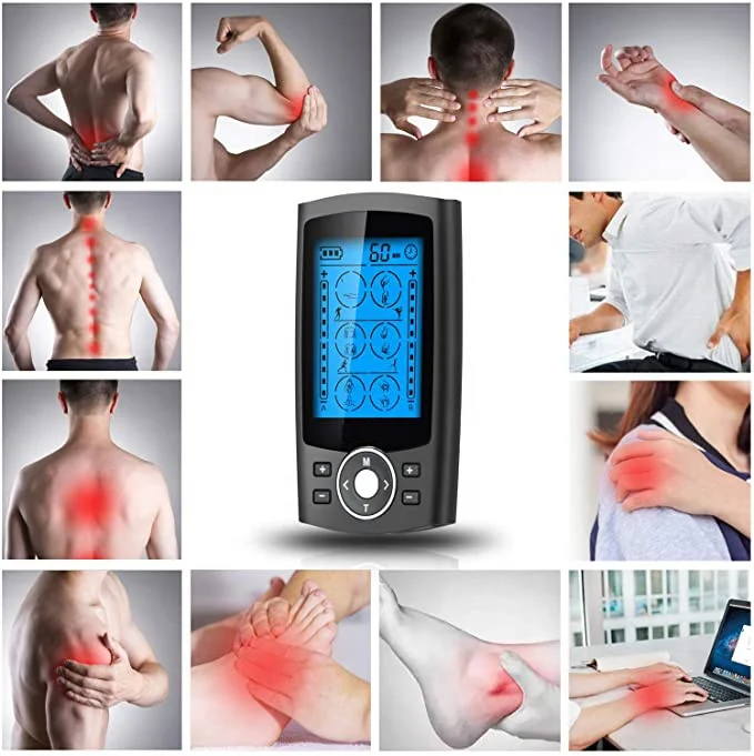 Dual Channel TENS Unit Muscle Stimulator with 20 Modes, 2" and 2" x 4" TENS Unit Electrode Pads