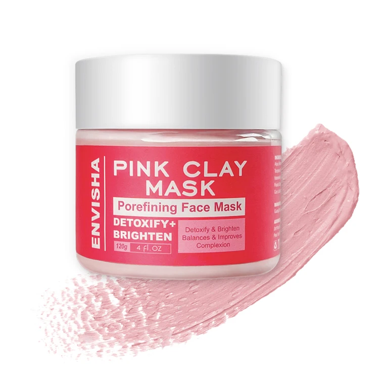 Free Sample Natural Pink Clay Mask Skin Detoxifying Whitening Facial Kaolin Clay Mask