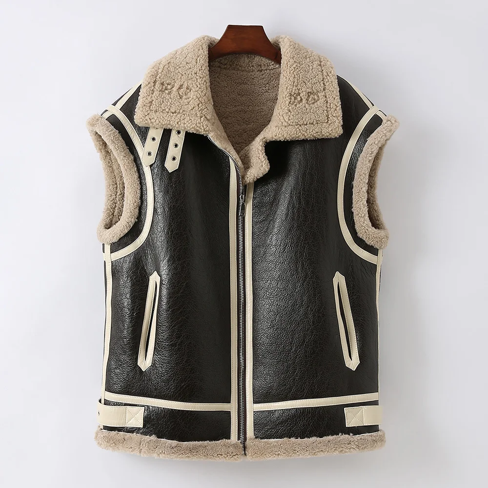 Veste En Cuir D'agneau Pour Femme Zayn Leather - Col Fourrure Blanche - Modèle Easy Rider - Neuf Avec étiquettes