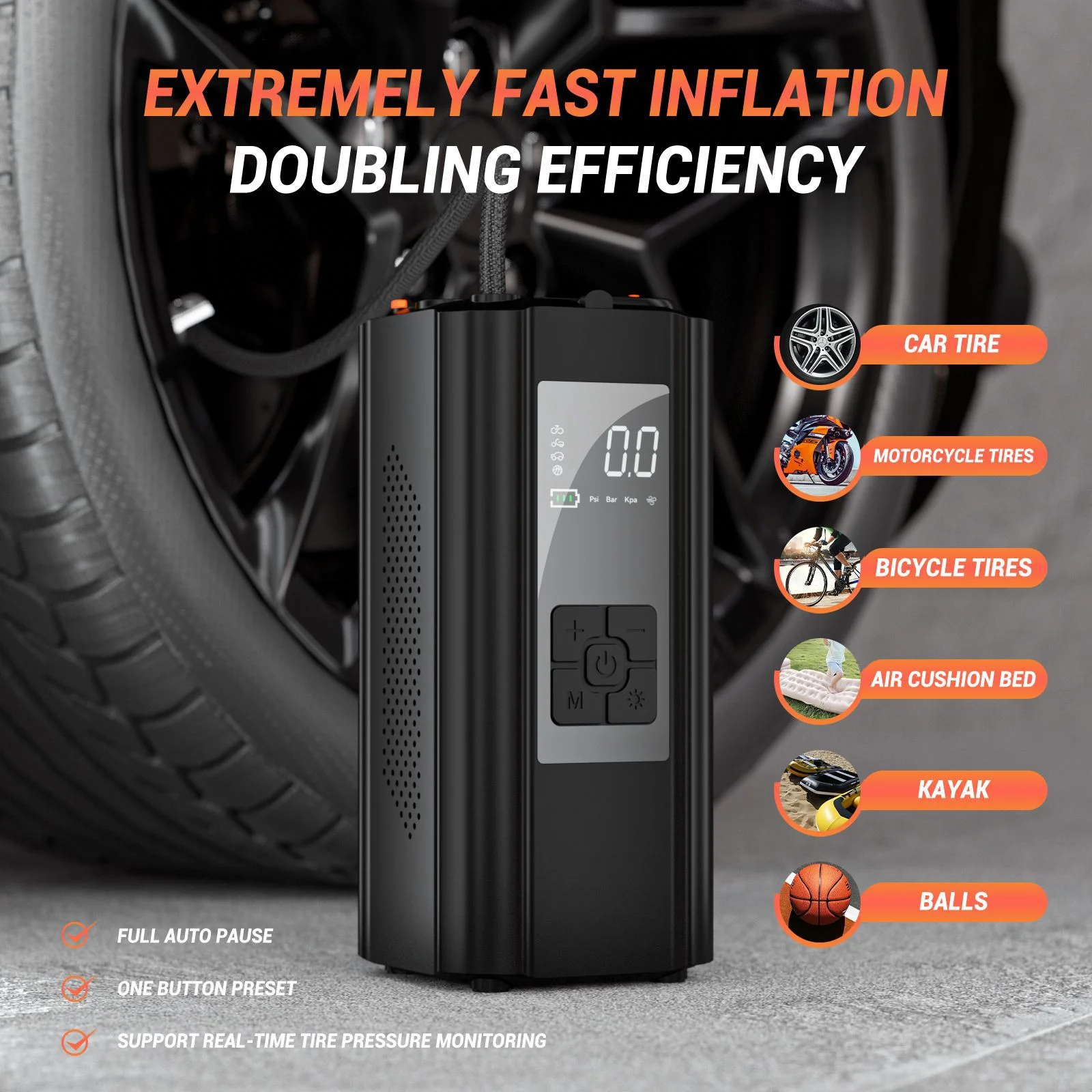 OEM/ODM Multifunctional 4 in 1 1000A Jump Starter with 150Psi Tire Inflators 1000mAh Power Bank Car Air Pump Car Battery Booster - view 5