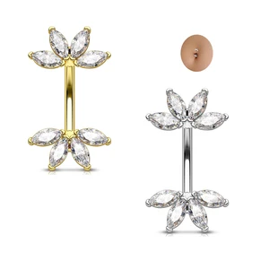 Trendy Design  Marquise CZ Belly Button Ring Stainless Steel Body Piercing Jewelry Navel Fashion Jewelry for Women Men