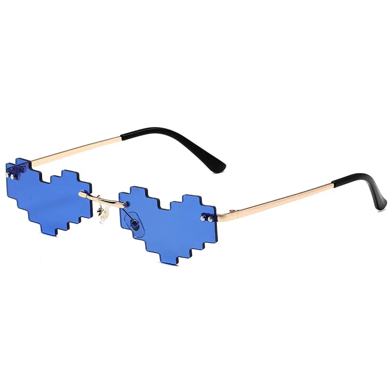 FF889 UV Protection Metal Frame Glasses Candy Color Party Beach Eyewear Irregular Rimless Heart Sunglasses