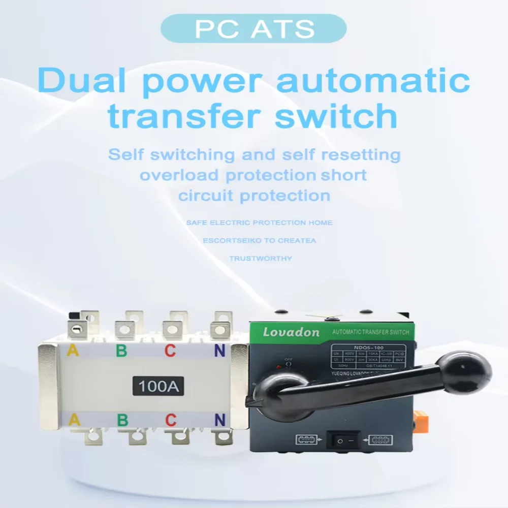 Automatic ChangeOver Manual Switch Ats Three Phase Motor Type  Automatic Transfer Switch 4 Pole 100 Amps Industrial  220v