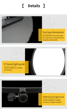 NiceFoto SL-360ARC Rechargeable Photograph Video Photo Bi-color Studio Round LED Slim Flat Panel Light detail image