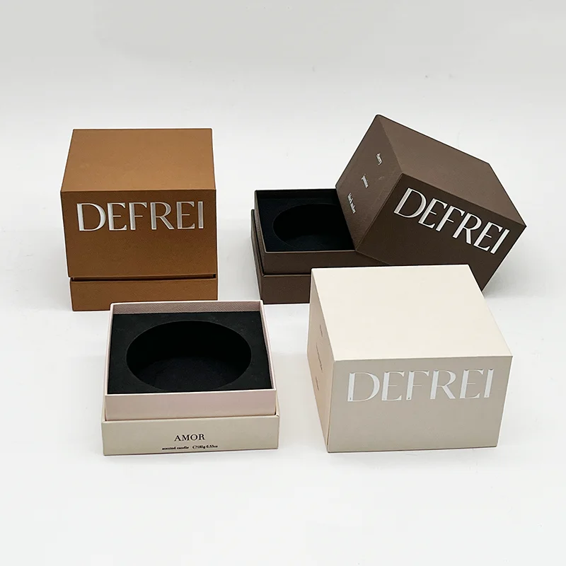 Custom Luxury Empty Rigid Paper Cardboard Gift Packaging Eco-Friendly Wholesale Luxury Soy Candle Black Box Packing Custom Logo factory