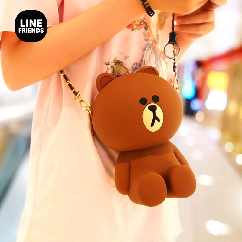 NEW Cute LINE FRIENDS Mediheal Brown Bear Yellow Pouch Bag Makeup Travel  Pens