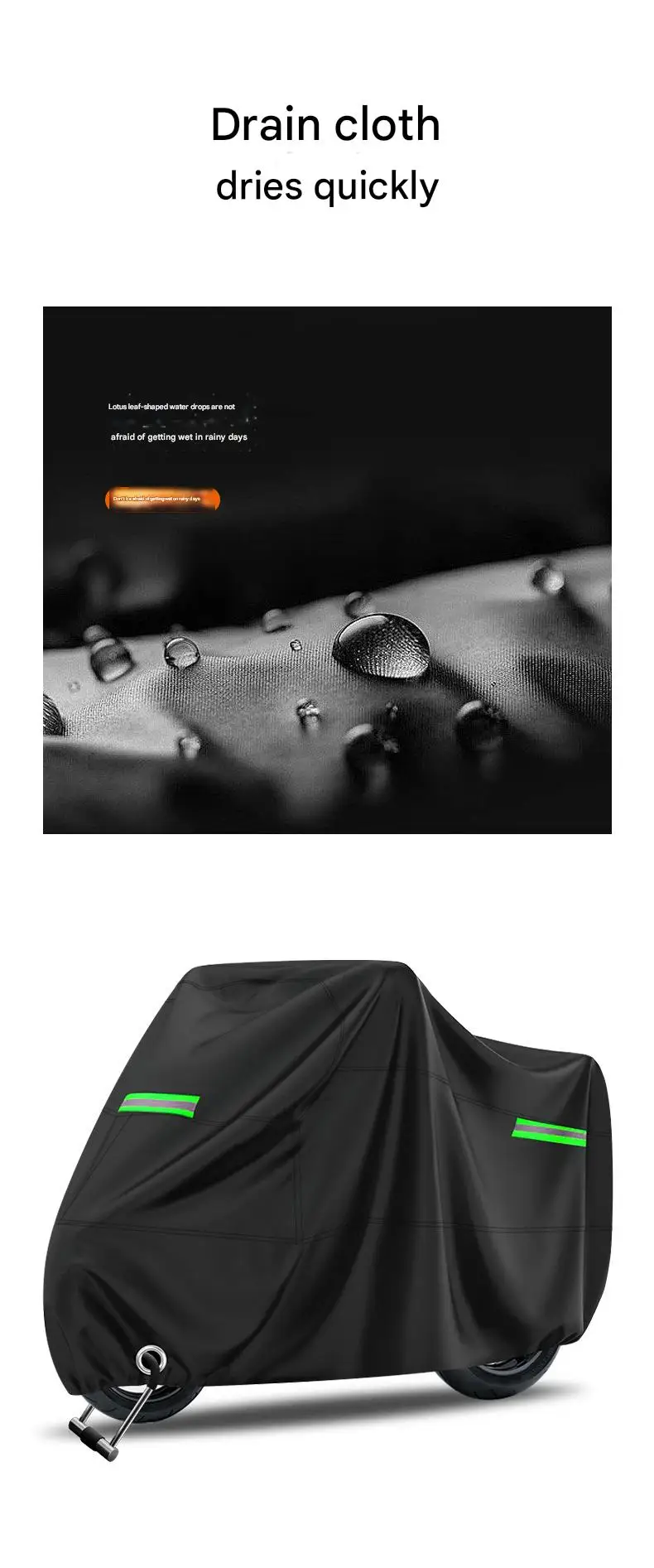Polyester Taffeta 190T Full Coverage UV Protection Motorcycle & Electric Vehicle Cover Reflective Strip (Multiple Sizes M-4XL)
