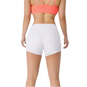 Double-layer Solid Color White Moisture Wicking Breathable Sweat Gradient Compression Women's Yoga Pants Fitness Sports Shorts