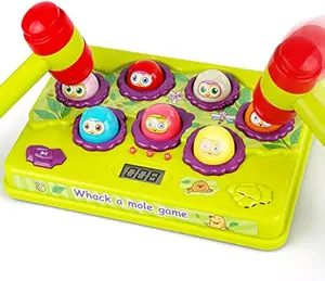EPT Educational Unisex Whack a Mole Counting Score Game Toy 2 Soft Plastic Hammers for Kids
