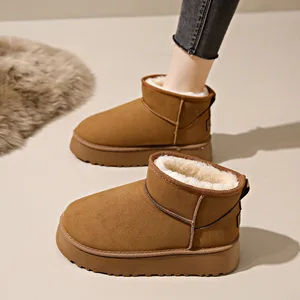 Women's Classic Faux Suede Snow Boots with Thick Sole Customized Logo Winter Warm and Comfortable Soft-Wholesale