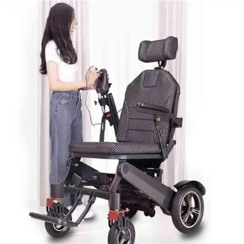 Lightweight Anti-slip shock-absorbing tire Manual/Electric lying down handicapped electric wheelchair power chair manufacture