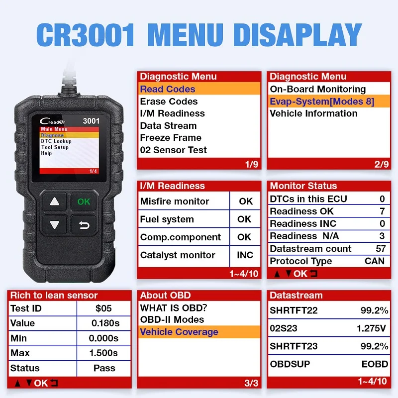 Launch X431 12v Cr3001 Car Code Reader Support Full Obdii/eobd Launch Creader 3001 Auto
