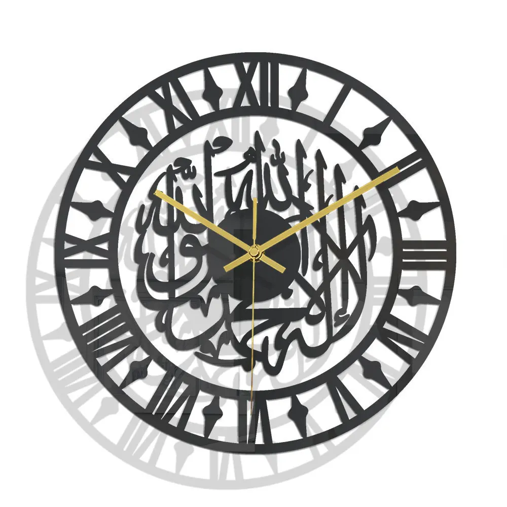 Оптовая продажа мусульманские круглые акриловые бесшумные настенные часы Исламская гостиная украшение дома Ближний Восток 3D