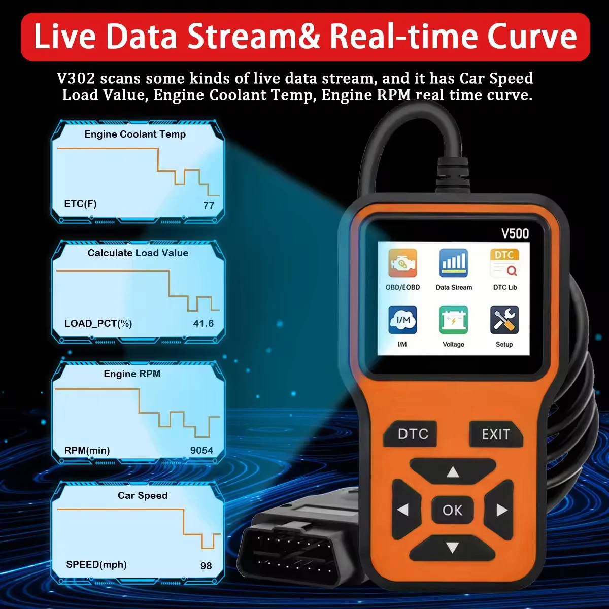 Factory Priced V500 OBD2 Scanner Universal Auto Diagnostic Tool for Checking Engine Fault Codes EOBD Reader for Cars - view 6