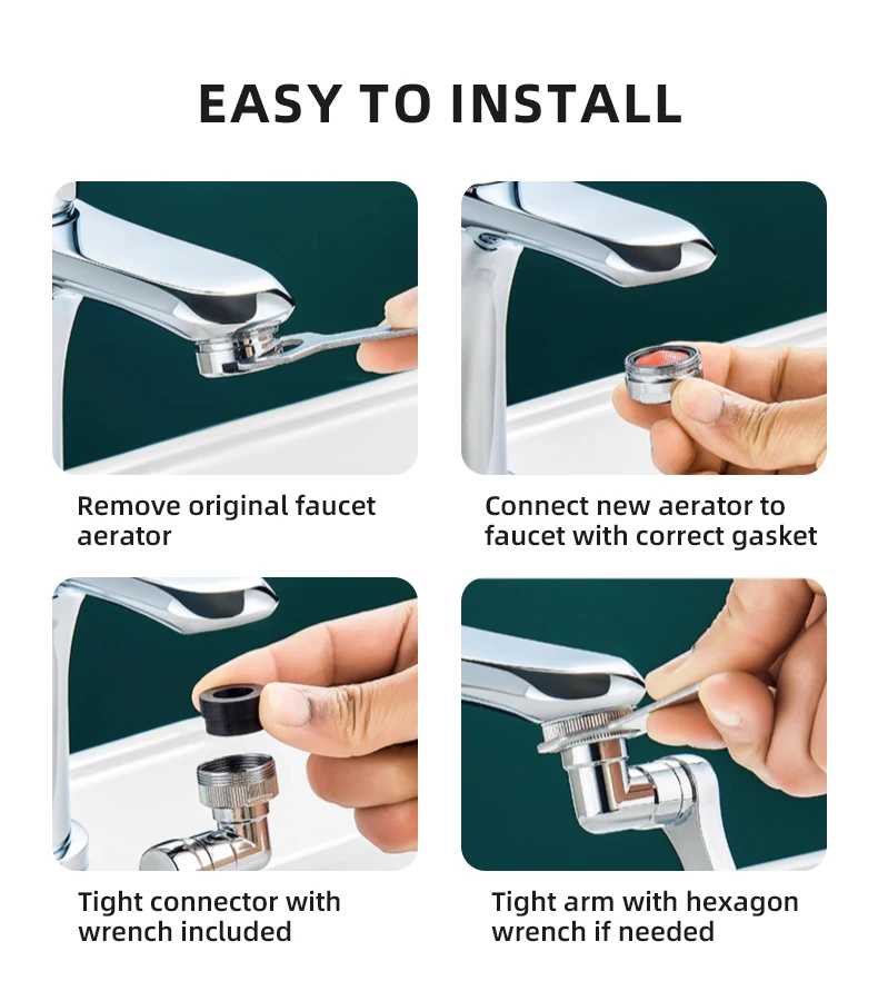 Universal 1080 Degree Kitchen Tap Head Rotatable Multifunction Bathroom ...