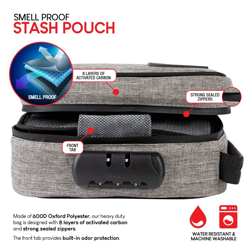 High Quality Stash Carbon Lining Locking Waterproof Smell Proof Stash
