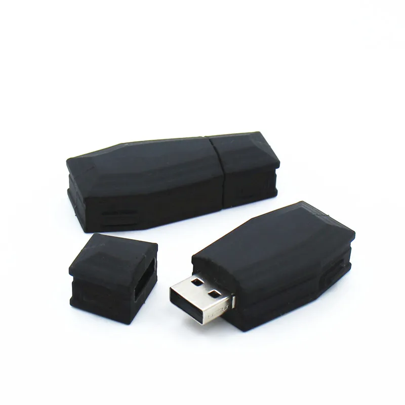 SL006Fast Speed 16GB Bulk Order Individualized Design with Key Ring Coffin Shape Silicon USB Flash Drive