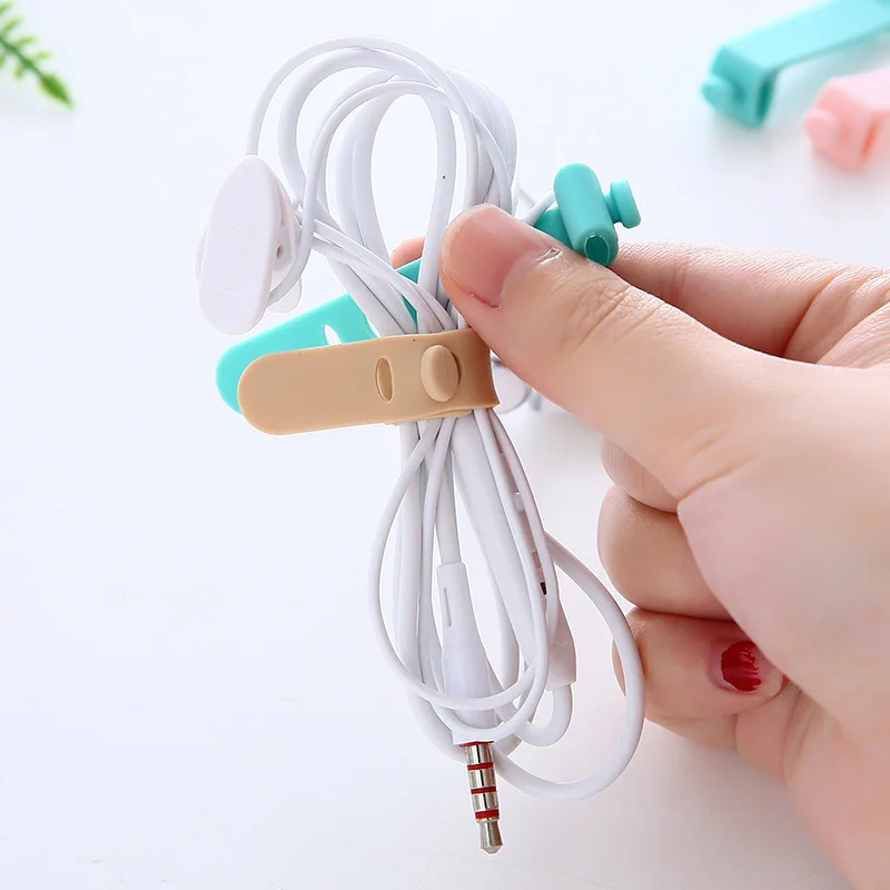 Anti-loss earphone storage silicone strap Strapping tape Cable organizer Clip collector cable organizer details