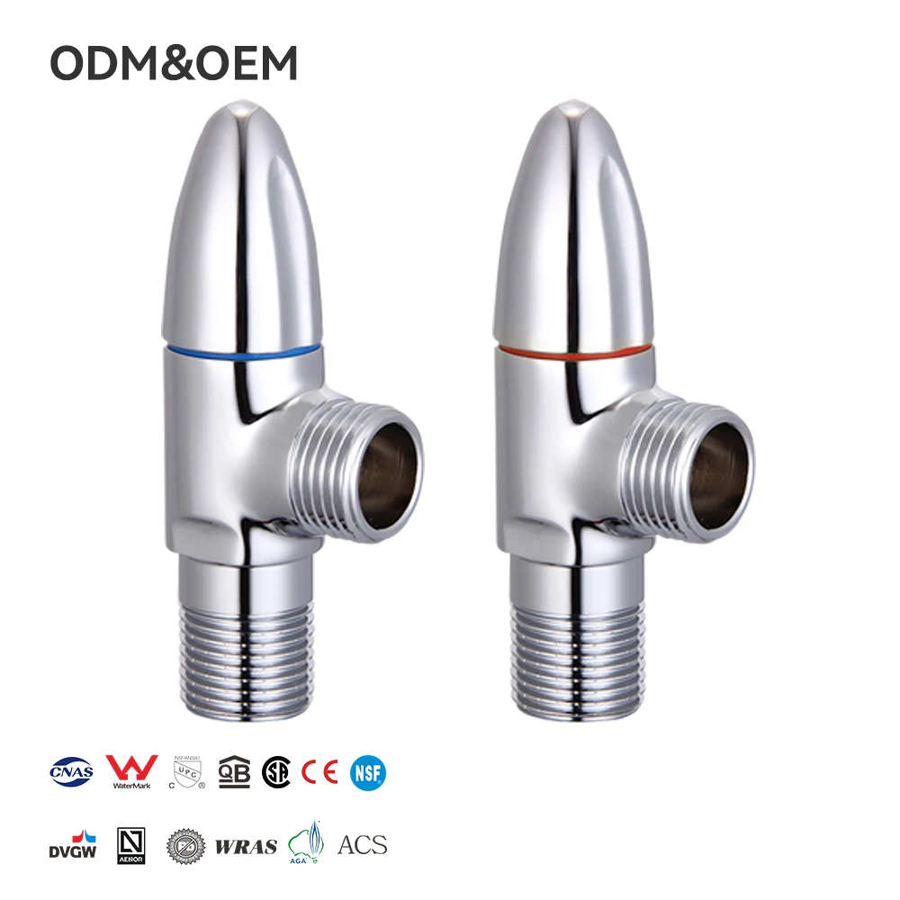 Válvula angular de latón roja y azul hermética y a prueba de explosiones, de alto caudal, para agua caliente y fría, válvula angular universal para inodoro y calentador de agua