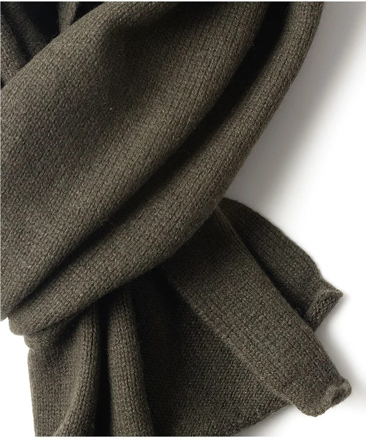 Custom Winter Warm Wool Scarf Mongolian Plain Knit Cashmere Scarf_voghion.com