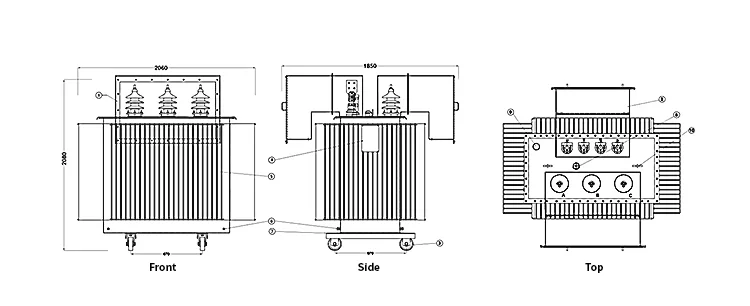 50KVA 100KVA 150KVA 200KVA 250KVA 300KVA 400KVA 450KVA 500KVA 20KV Oil Immersed Electrical Power Distribution Transformer