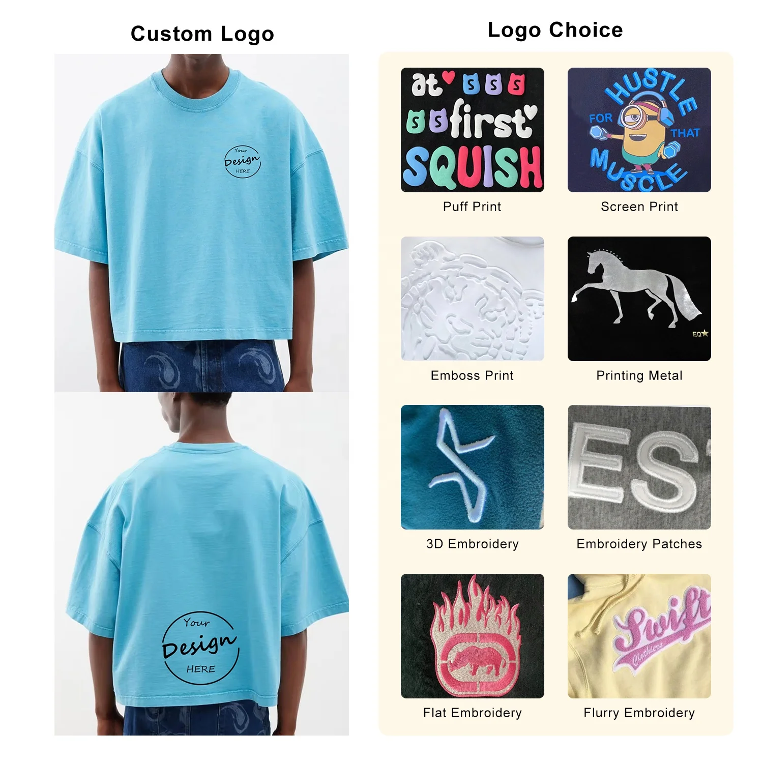 JL24130A Cotton 300Gsm Cropped T Shirt Boxy Oversized T Shirt Men Heavyweight Blank Crop Top T-Shirt Men