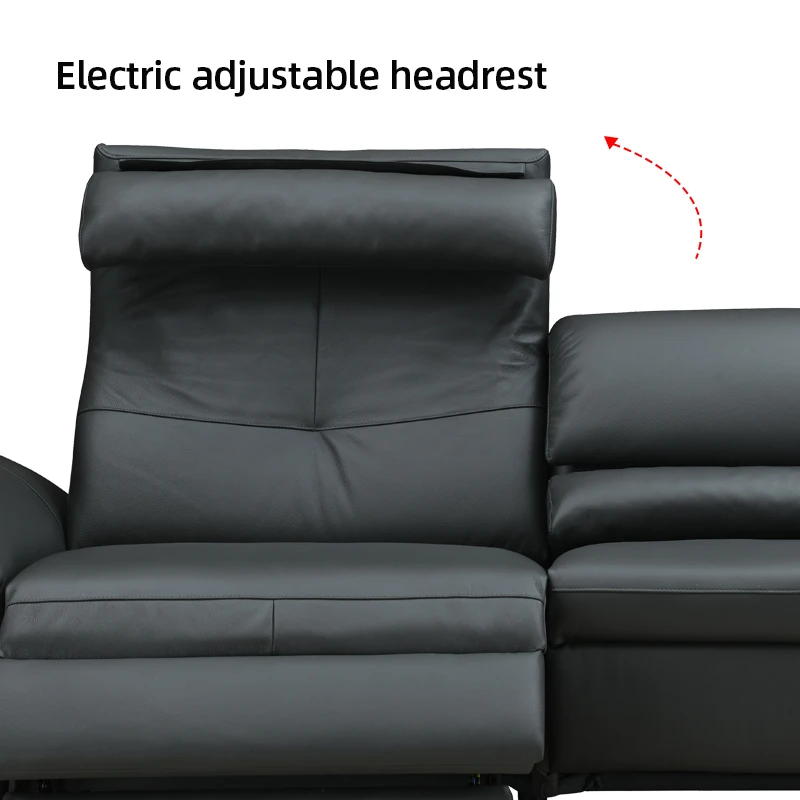 Sofas for Living Room Reclining with Adjustable Headrest and Armrest High Back Sofa Real Leather Couch for Hotel and Villa