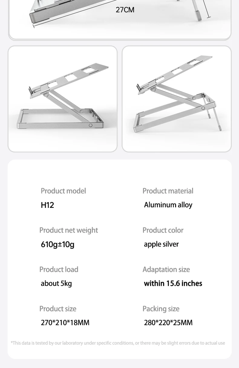 Adjustable aluminum alloy laptop stand portable foldable laptop holder riser metal notebook table support with multi-size laptop