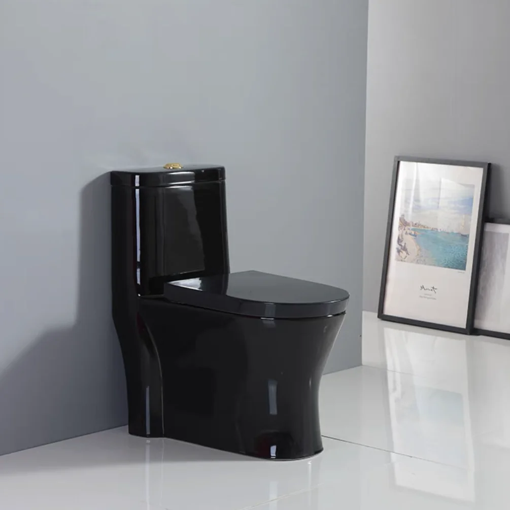 Ceramic Elongated One-piece Black European Russian Turkish Style WC Toilet in Sanitary Ware Toilet Bowl and WC Bowl