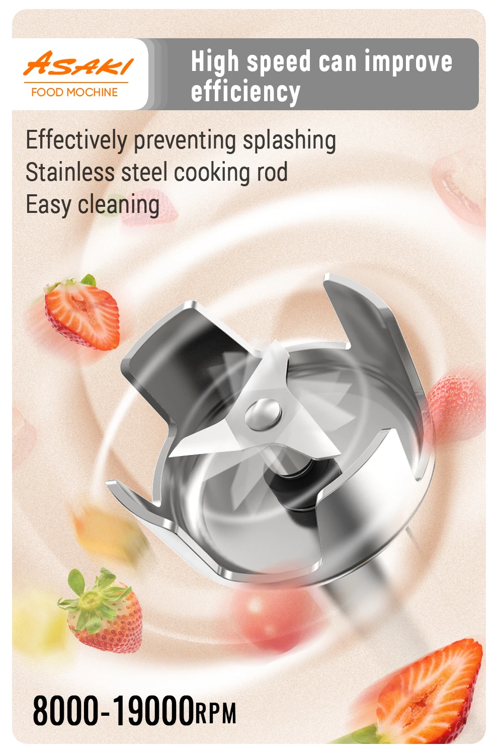 Asaki Factory Heavy Duty Stick Blender Electric Hand Commercial Stick