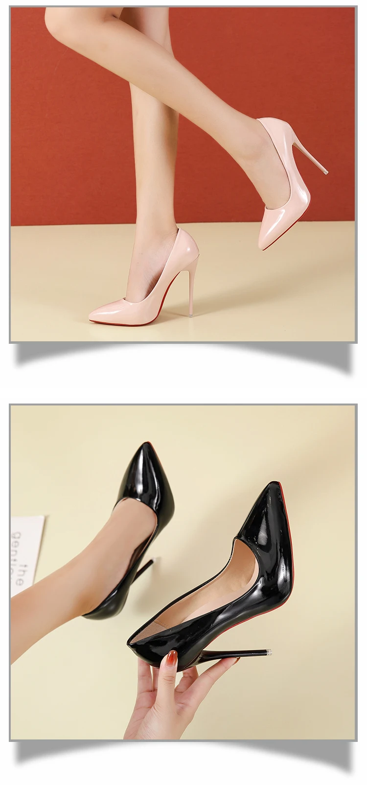 Women Shoes Red Sole High Heels Sexy Pointed Toe 12cm Pumps Wedding Dress  Shoes Nude Black Color Red Rubber Bottom High Heels