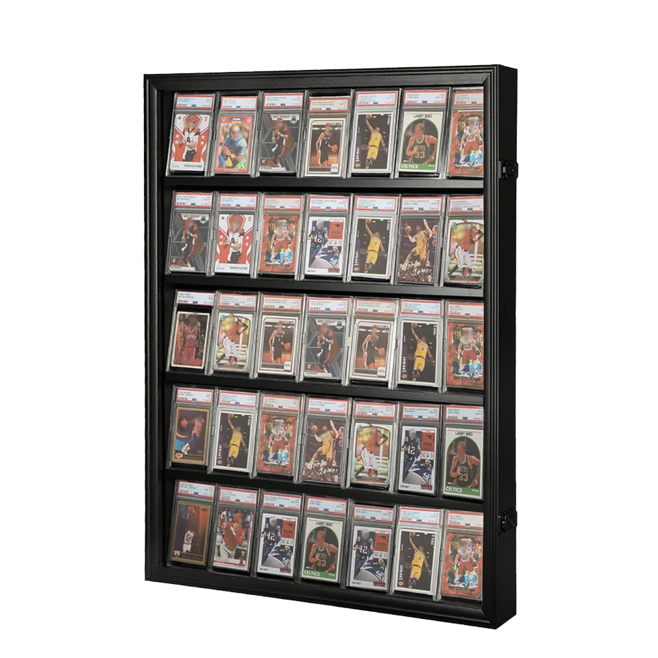 Classic Black Wood Sports Card Display Cabinet - Lockable Eco-Friendly Graded  Card Case for Collectibles