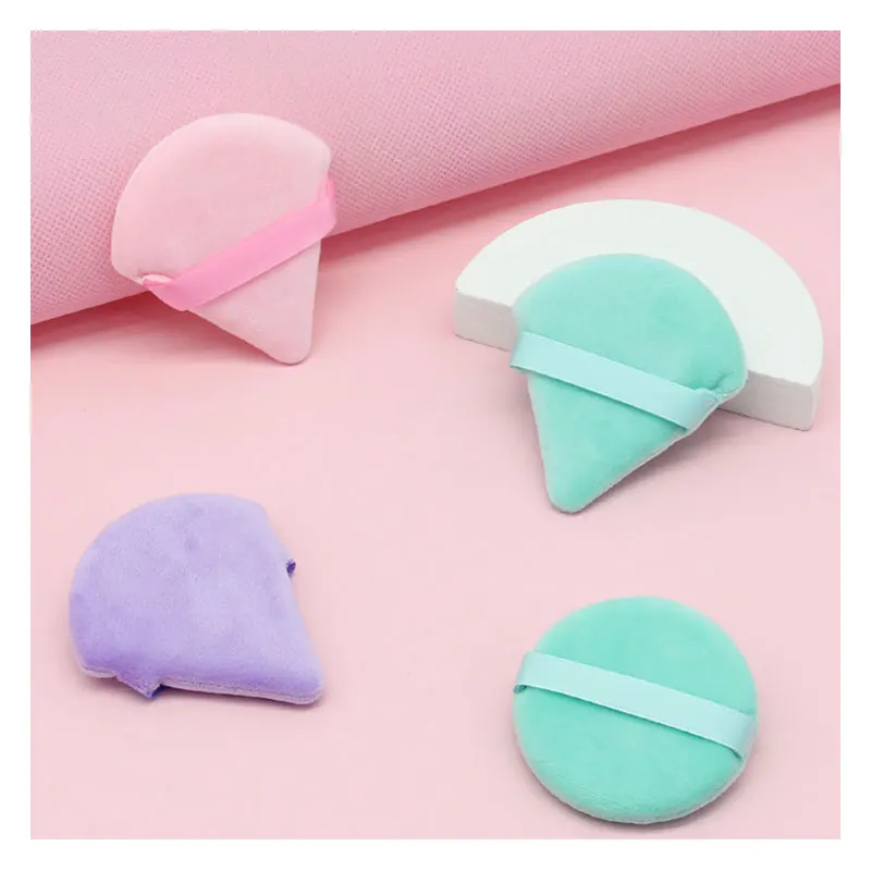 Triangle Velvet Powder Cosmetic Puff Mini Beauty Sponge Bigger In Wet ...