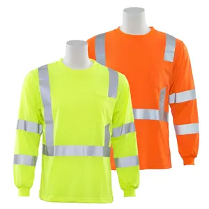 Hot Sale Wholesale High Visibility Long Sleeve Construction Orange Work Reflective Safety Shirt