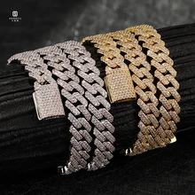 JWY 10mm  Diamond Cuban Link Chain Moissanite Necklace 925 Sterling Silver Gold Plated Hip Hop Necklace Iced Out Men Chain