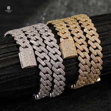 JWY 10mm Prong Diamond Cuban Link Chain Moissanite Necklace 925 Sterling Silver Gold Plated Hip Hop Necklace Iced Out Men Chain
