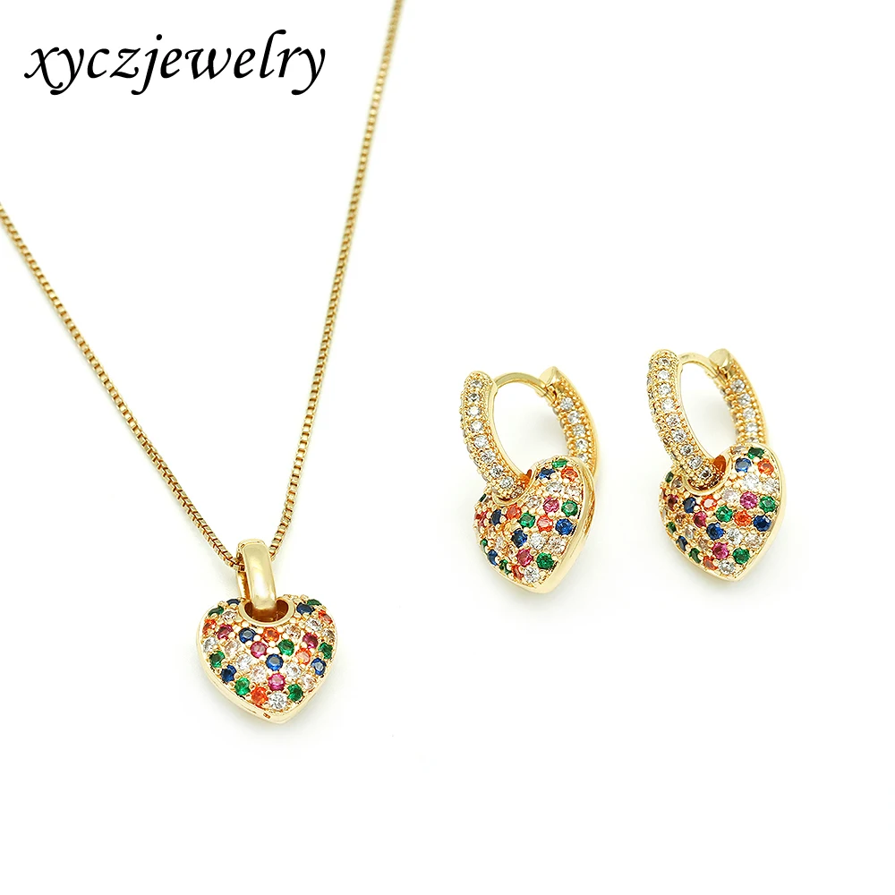 XingYu New Heart  Necklaces  18k Gold Plated Mix Color CZ Heart Jewelry Pendant Necklaces