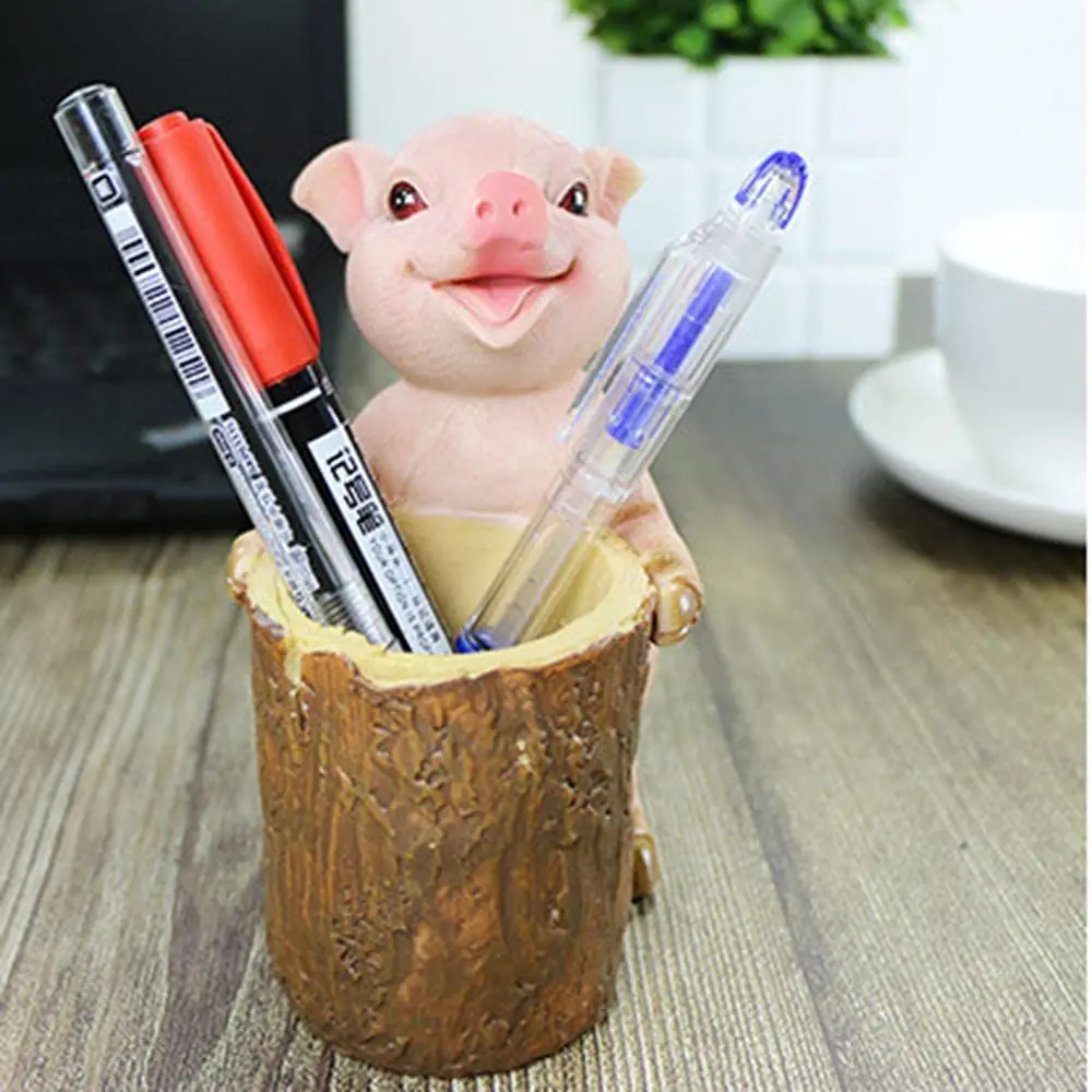 2024 Cute Statue Simulation Pig Storage Pen Holder Custom Pig Pen