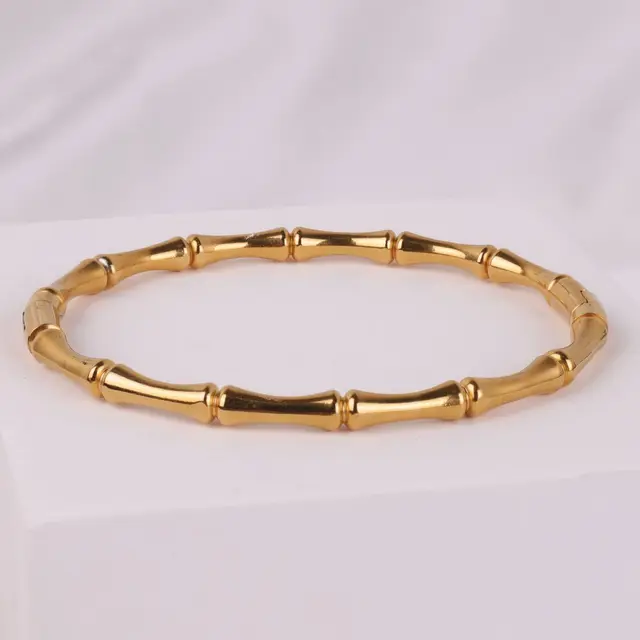 Simple Gold Plated Stainless Steel Bamboo Bangle Open Bamboo Knot Bracelet Jewelry For Women Men