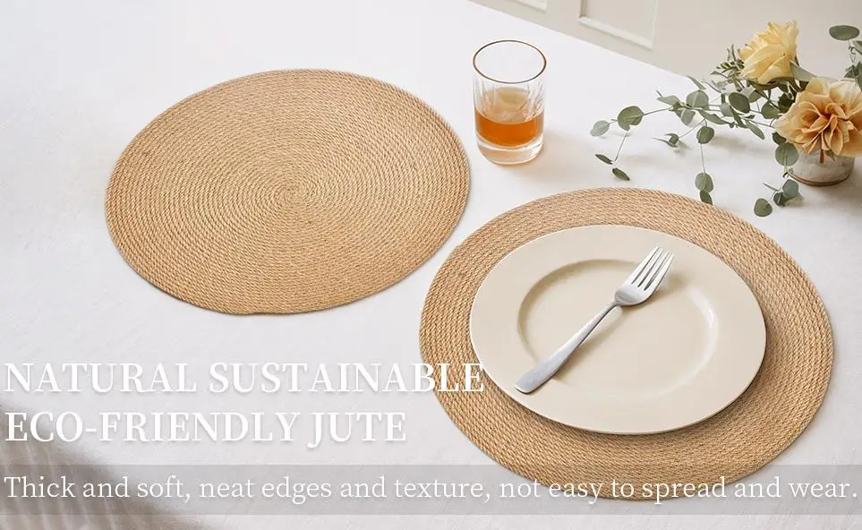 Guansen Jute Hand Braided Tablemat Natural Fiber Rustic Vintage