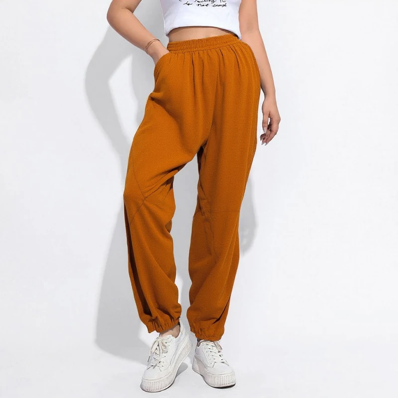 Sports Women Fashion Clothing High Waisted Loose Fitting Jogging Y2k Sweatpants With Side Pockets