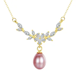 SHDIYAYUN 100% Freshwater Pearl Pendant High Quality  Pearl Necklace in Sterling Silver