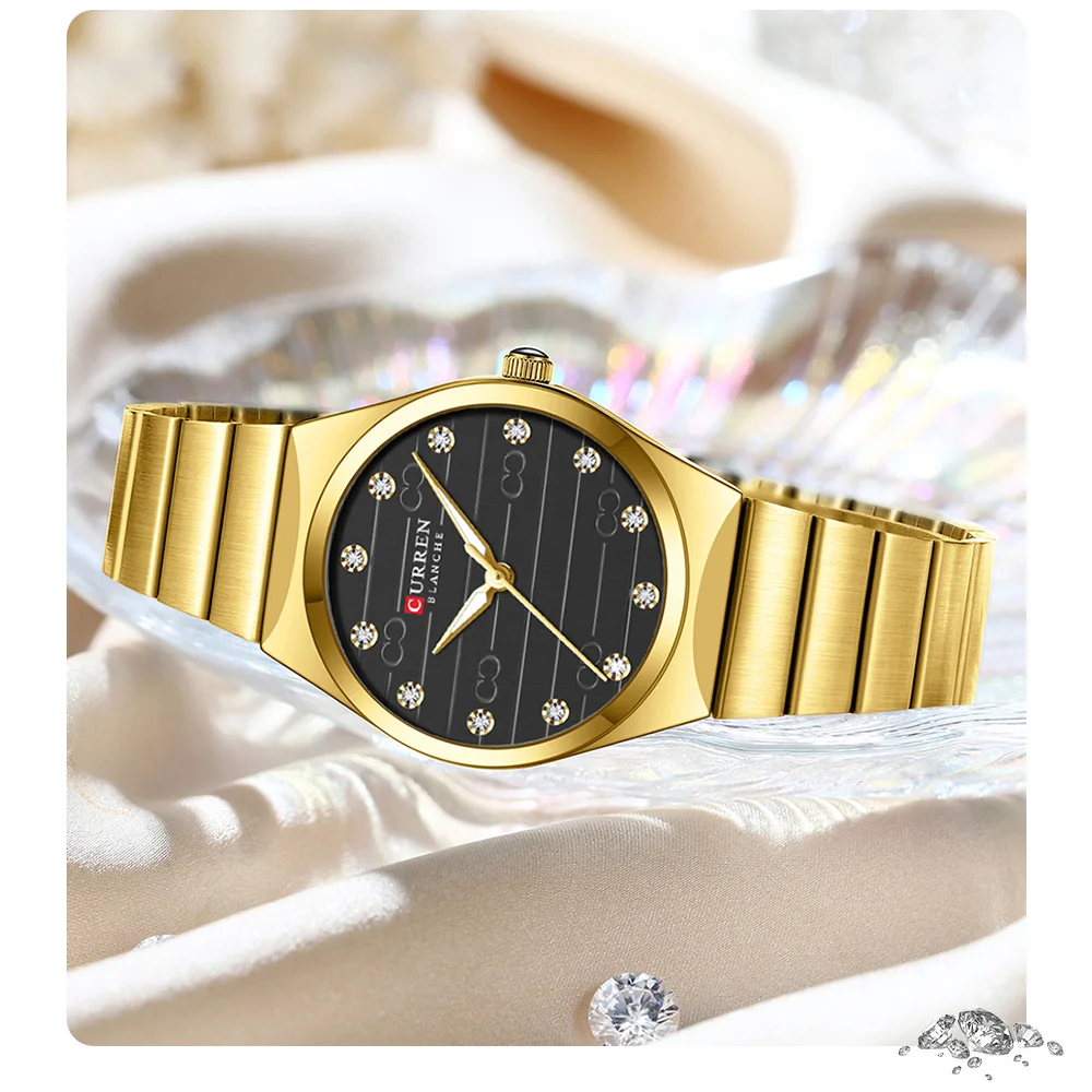 CURREN 9110 Luxury Stainless Steel Watches Female Classic Round Dial Quartz Watch Women Business Wristwatches Wrist Watch